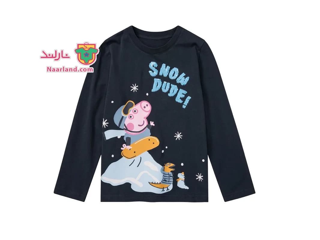 بلوز نخی پولک برگردان Peppa pig سرمه ای طرح پپا پیگ — تصویر ۲