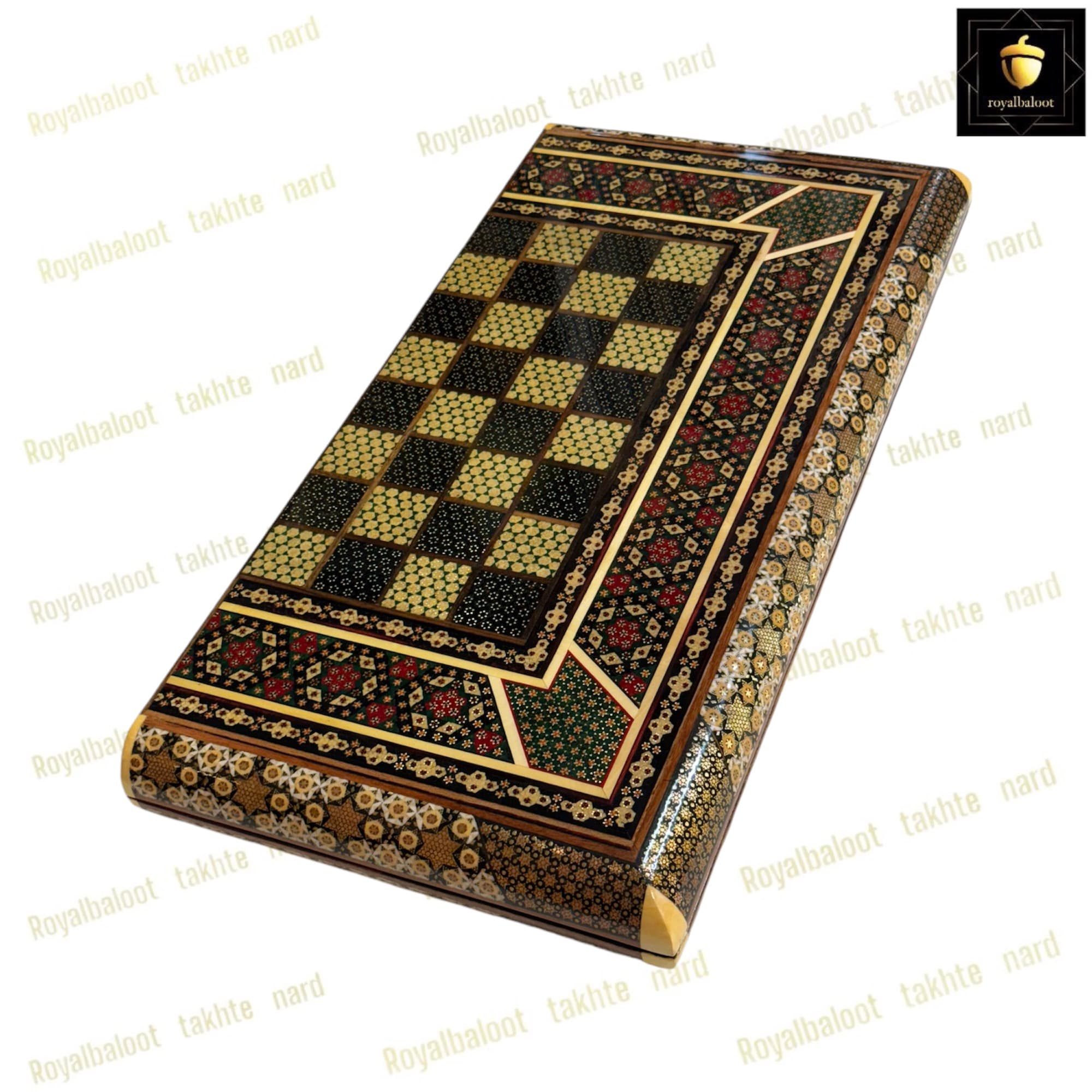 تخته نرد خاتم کاری کلاسیک کد 40 — تصویر ۵