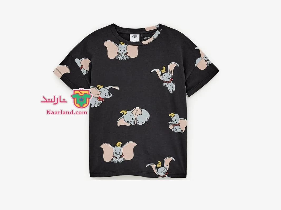 تیشرت Zara مشکی طرح فیل Dumbu