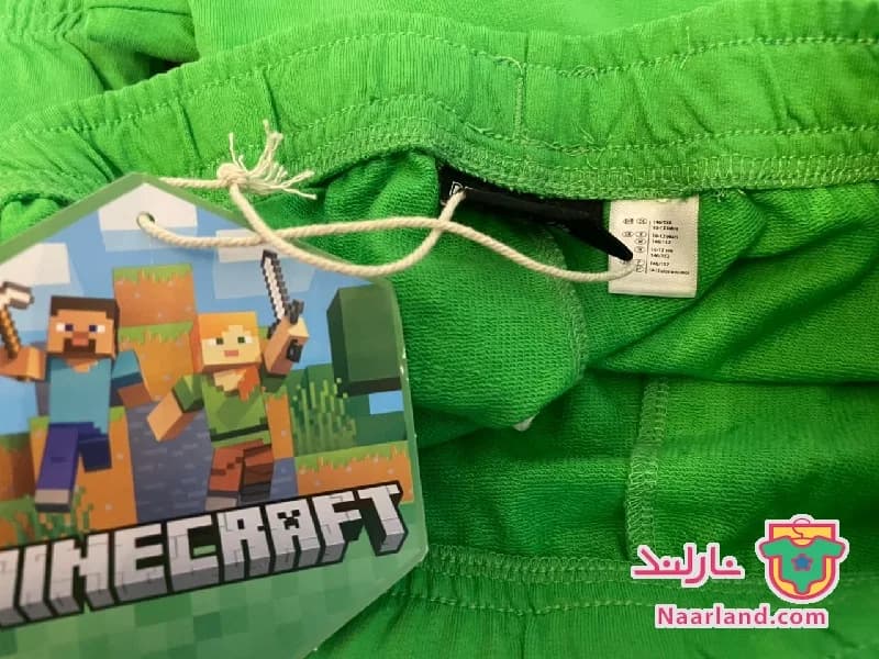 شلوار دورس Minecraft طرح ماینکرافت رنگبندی سبز مشکی خاکستری — تصویر ۵