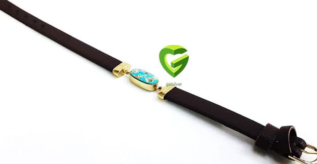 دستبند نقره چرم کد1858