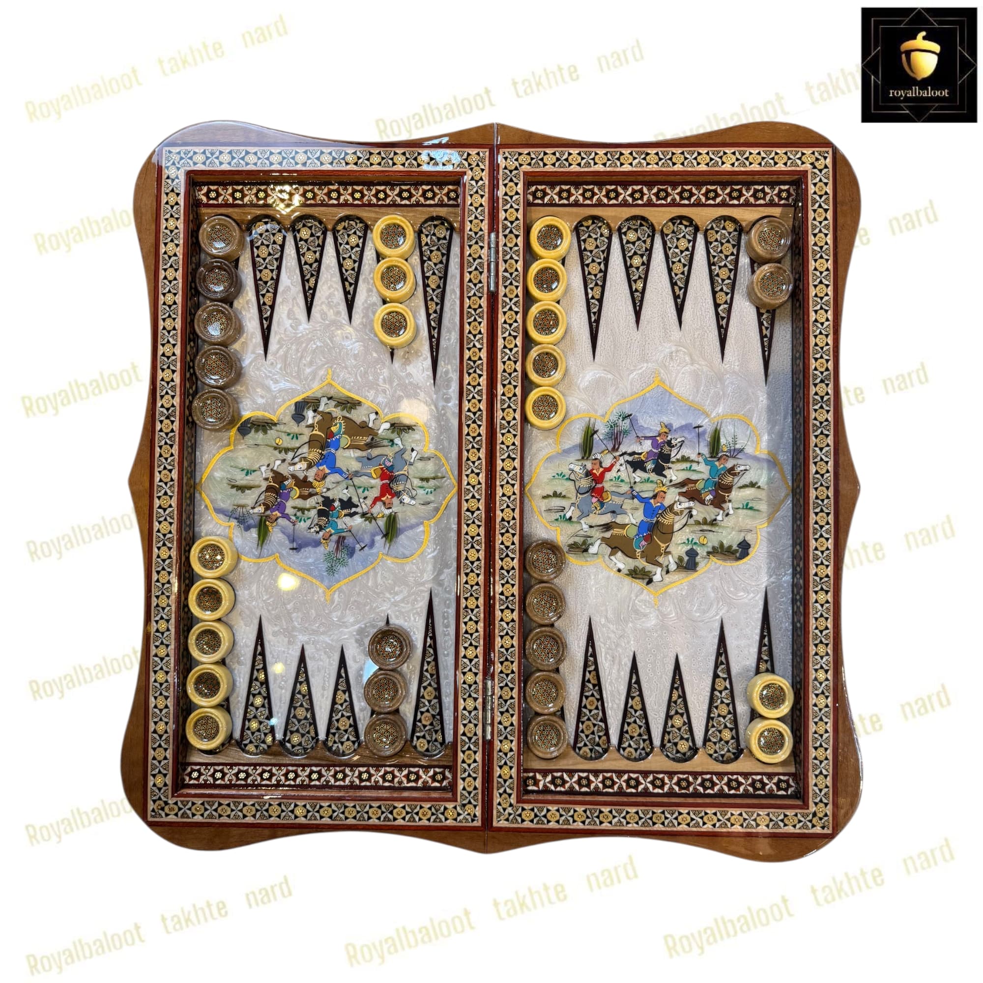 تخته نرد خاتم نقاشی چوگان برجسته دالبری کد 479