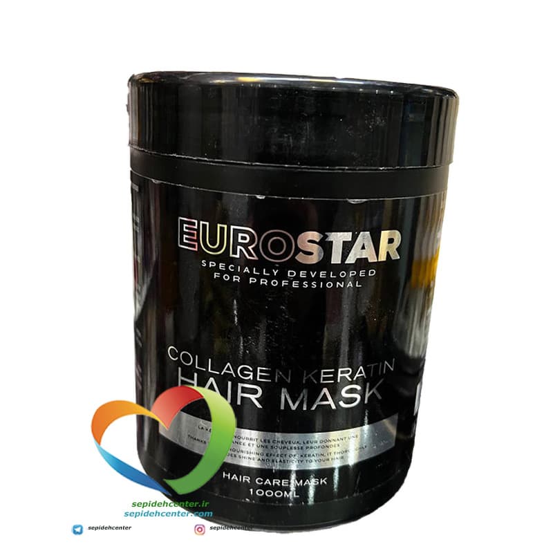 ماسک مو کلاژن یورواستار EUROSTAR Collagen Keratin hair mask حجم 1000میلی لیتر
