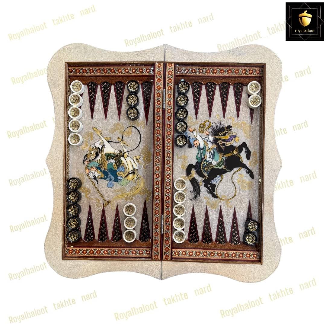 تخته نرد خاتم نقاشی چوگان سه بعدی کد 436