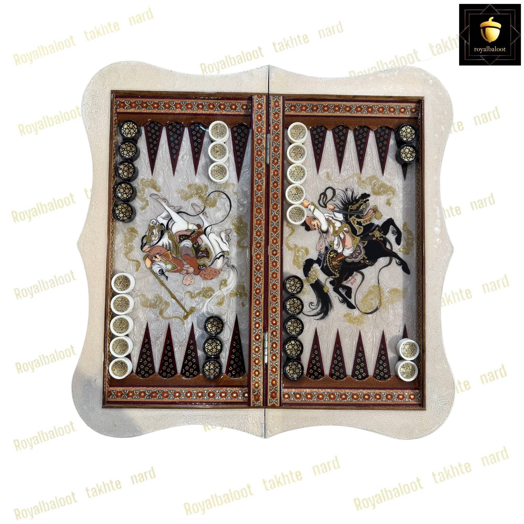 تخته نرد خاتم نقاشی چوگان سه بعدی دالبری کد 431