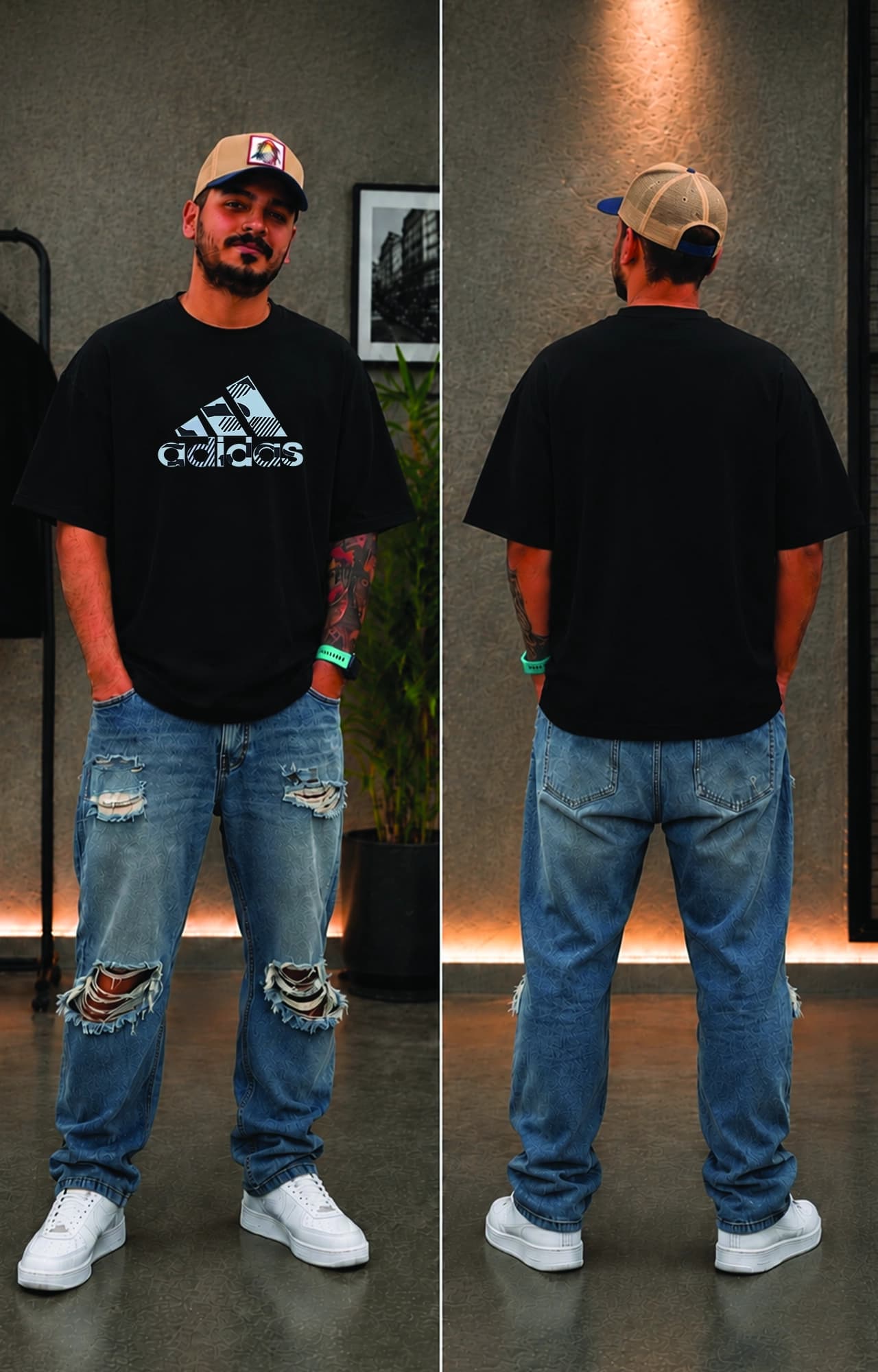 تیشرت باکسی مردانه طرح آدیداس adidas کد 4945