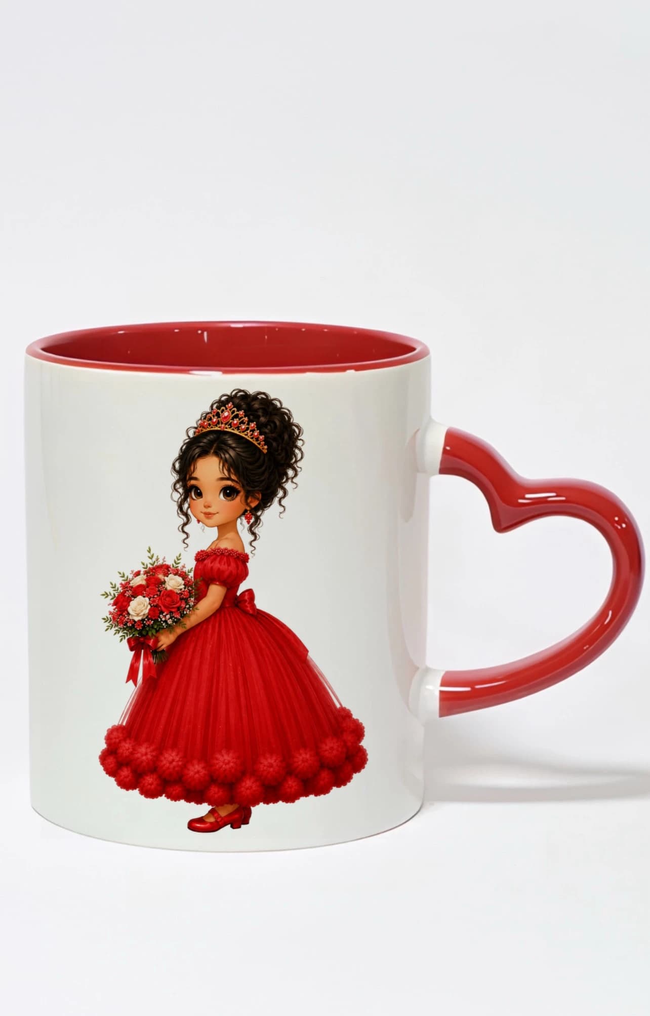ماگ دسته قلبی رنگی طرح دختر girl کد 10174