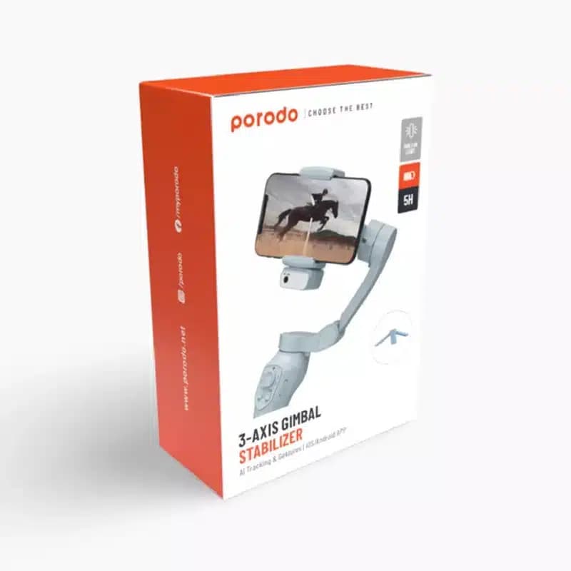 گیمبال سه محوره دوربین Porodo 3-Axis Anti shake Gimbal