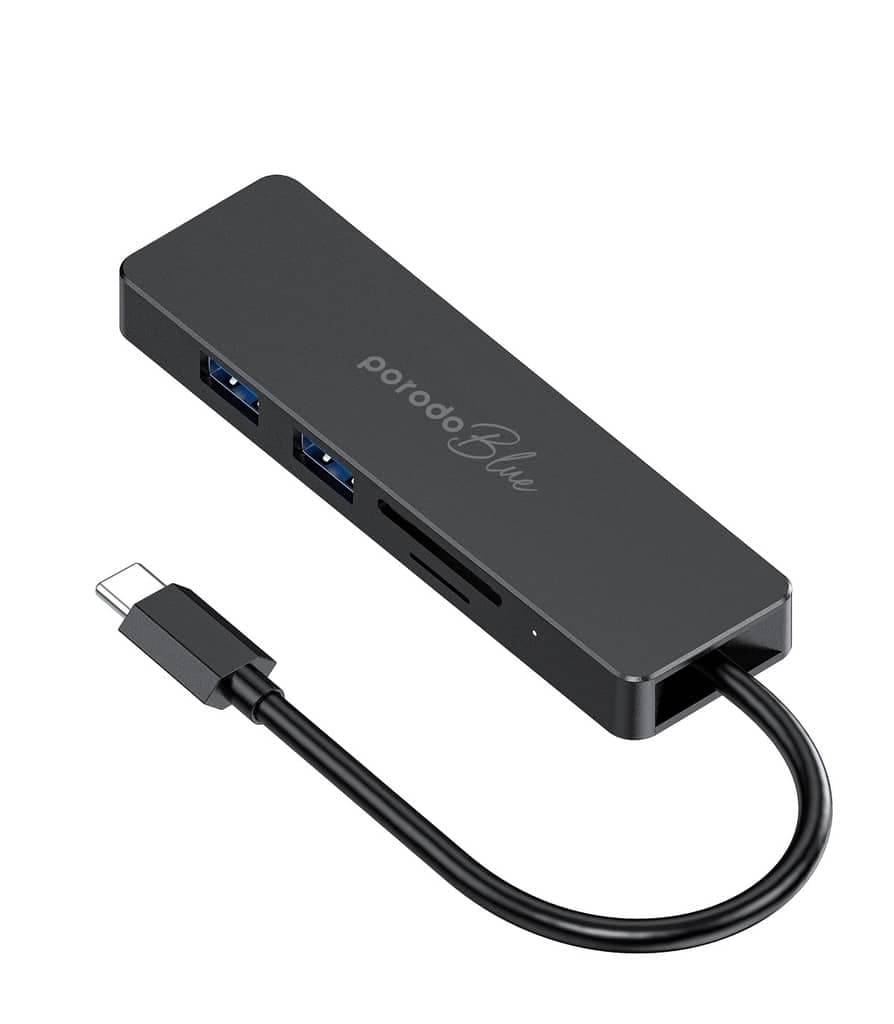 هاپ 5 پورت مدل پرودو بلو Porodo Blue 5 in 1 USB-C Hub HDMI USB SD MicroSD