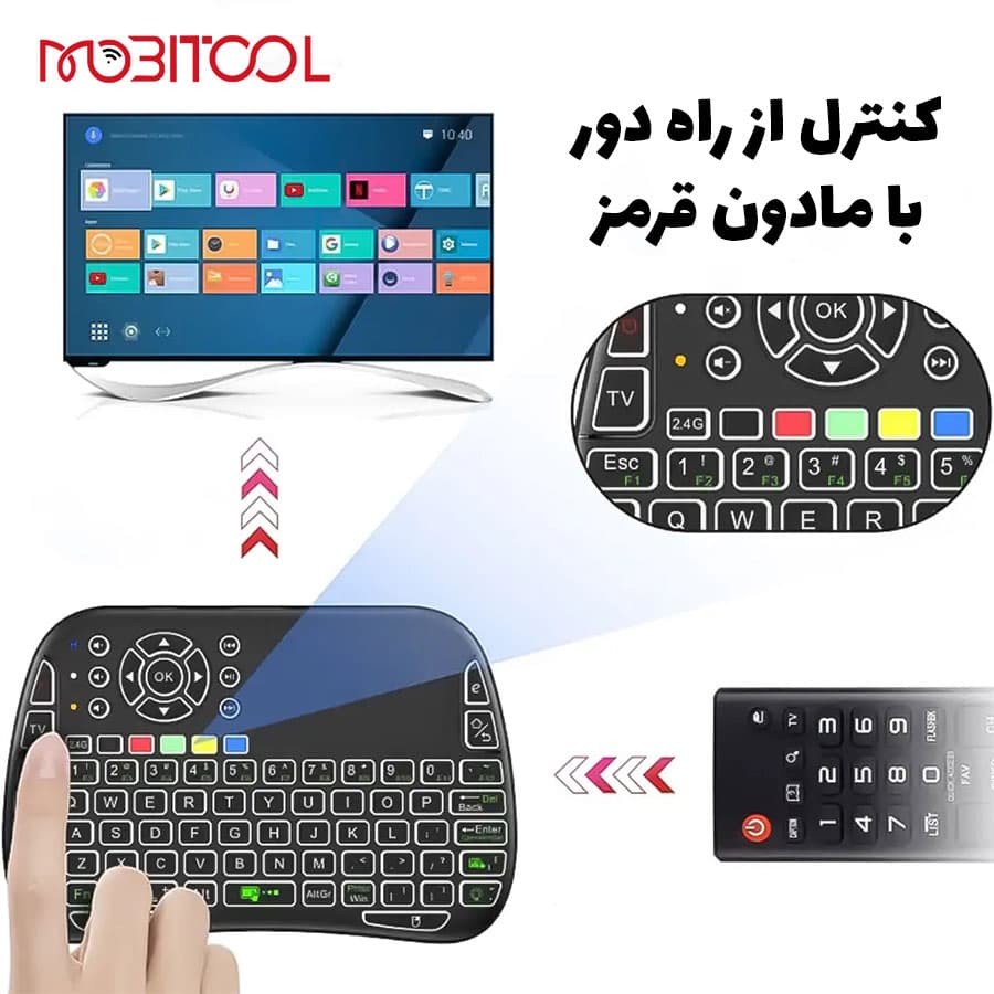 موس و کیبورد بیسیم هوشمند Porodo Universal Keyboard Remote & Mouse — تصویر ۸