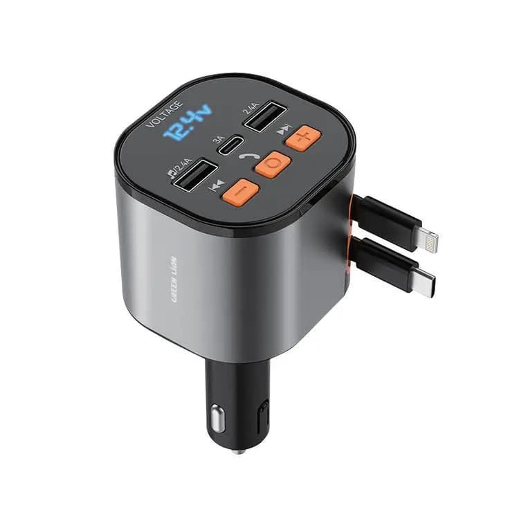 شارژر فندکی رادیو ۵۰ وات گرین لاین Green Lion FM Retractable 50W Car Charger