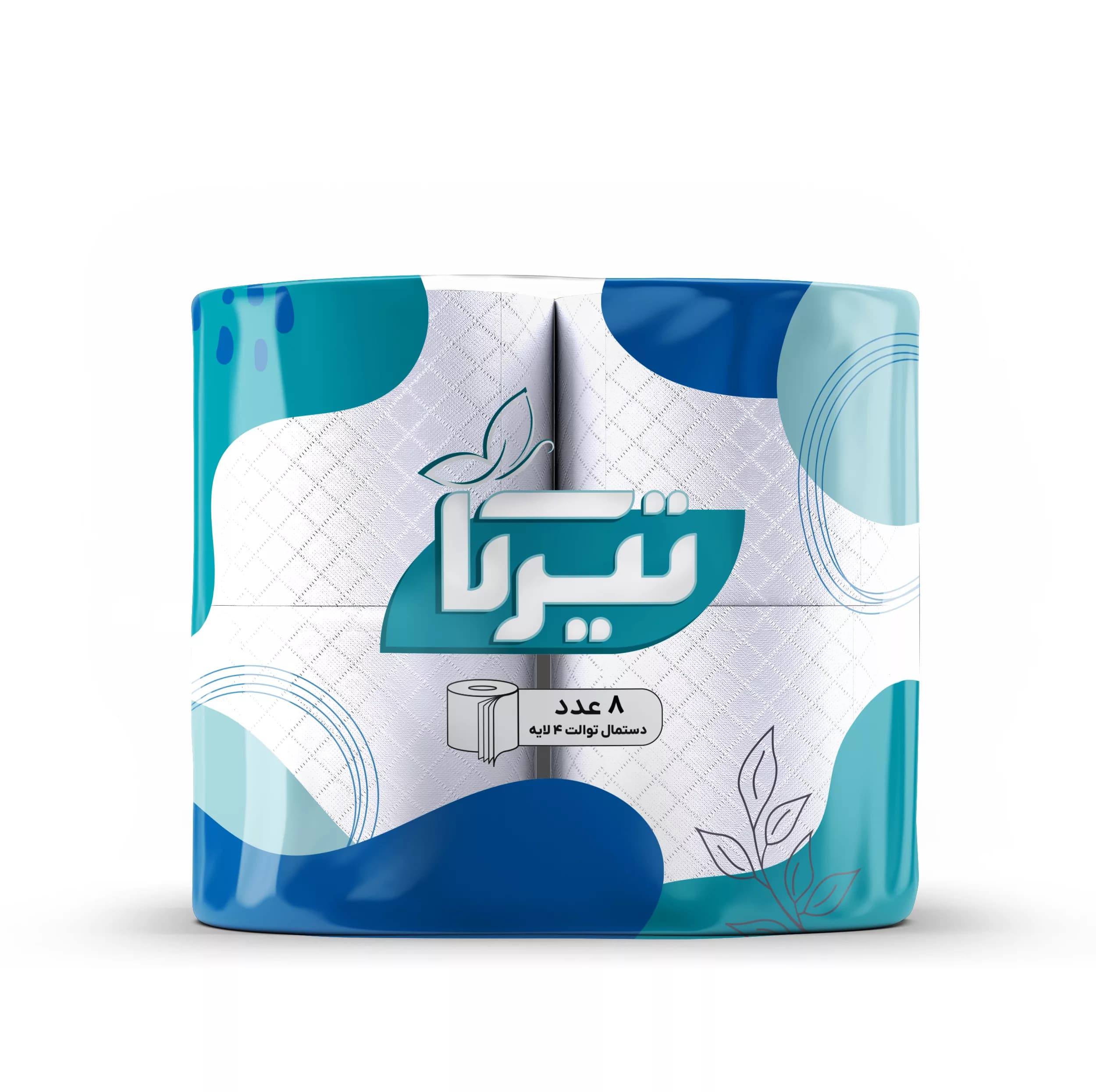 دستمال توالت چهار لایه تیرکا مدل فیروزه بسته ۸ عددی