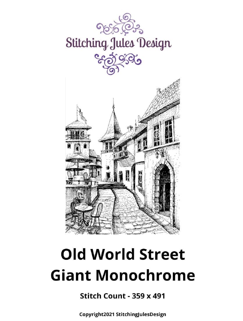 کتاب Supersized Old World Monochrome Street Cross Stitch Embroidery Needlepoint Pattern