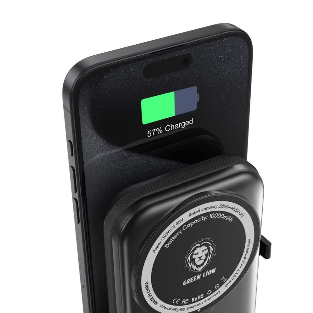پاوربانک موناکو مگ سیف ۱۰۰۰۰ میلی آمپر گرین Green 10000mAh Monaco Power Bank-Type Lightning — تصویر ۴