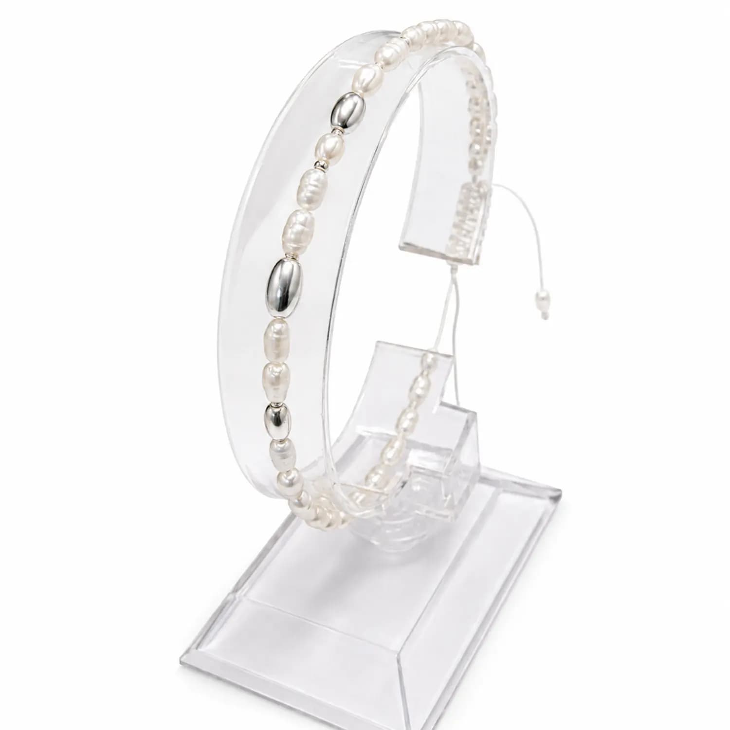 دستبند صدف و نقره زنانه مدل صدف سپید با بند قابل تنظیم silver-shell-bracelet-br-shl-001