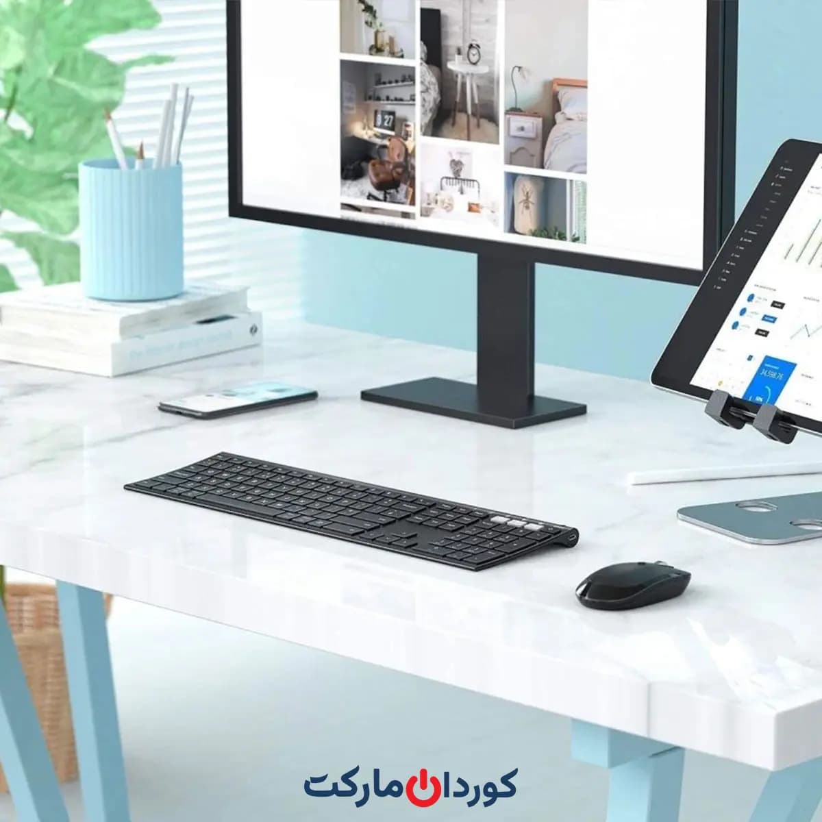ست ماوس و کیبورد با 3اتصال همزمان(1عدد وایفای و 2عدد بلوتوث) جلی کامب Jelly Comb مدل KS15BS-3 — تصویر ۳