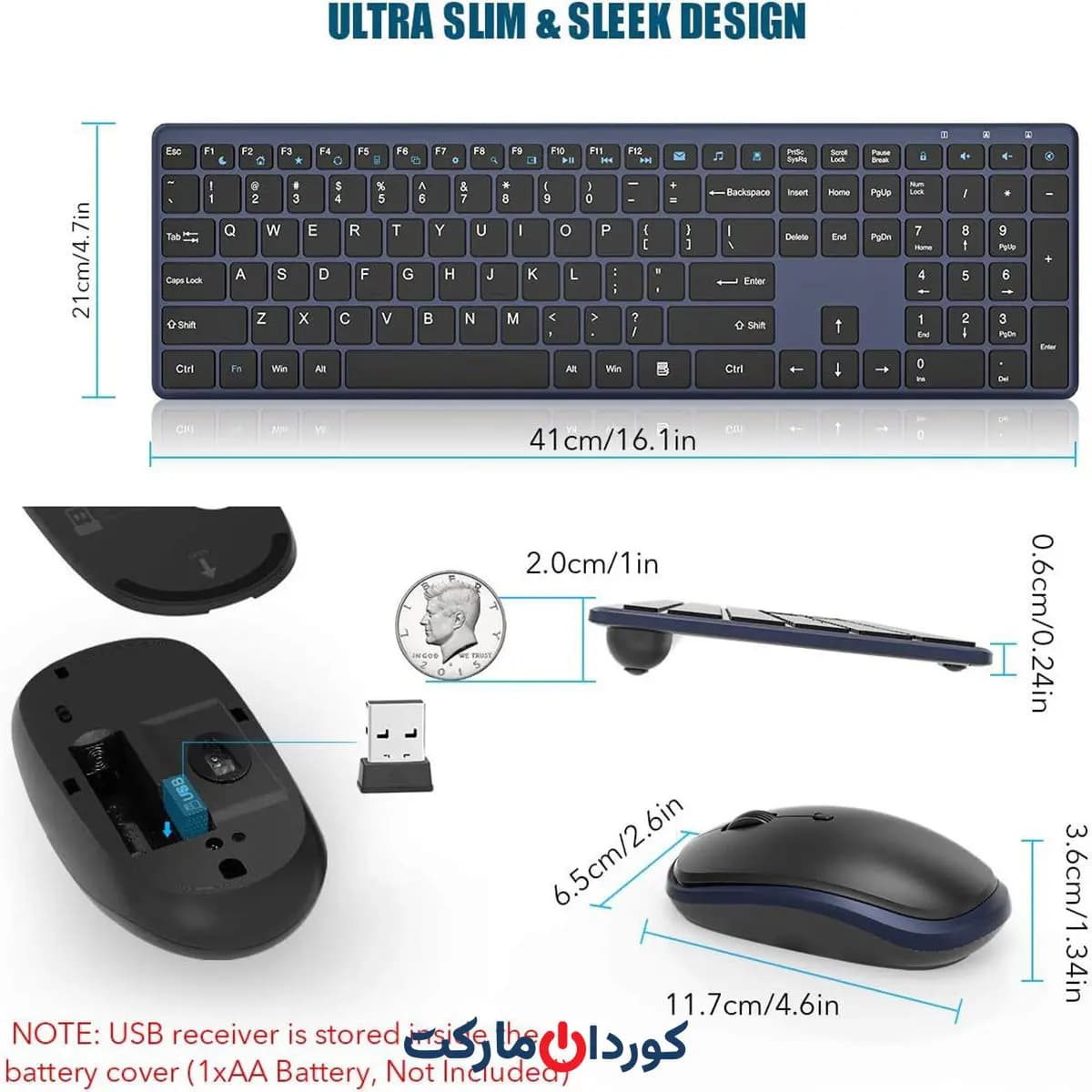 ست ماوس و کیبورد بیسیم اسلیم و بیصدا مدل KG9013 (مدل ماوس:G3180E) — تصویر ۴