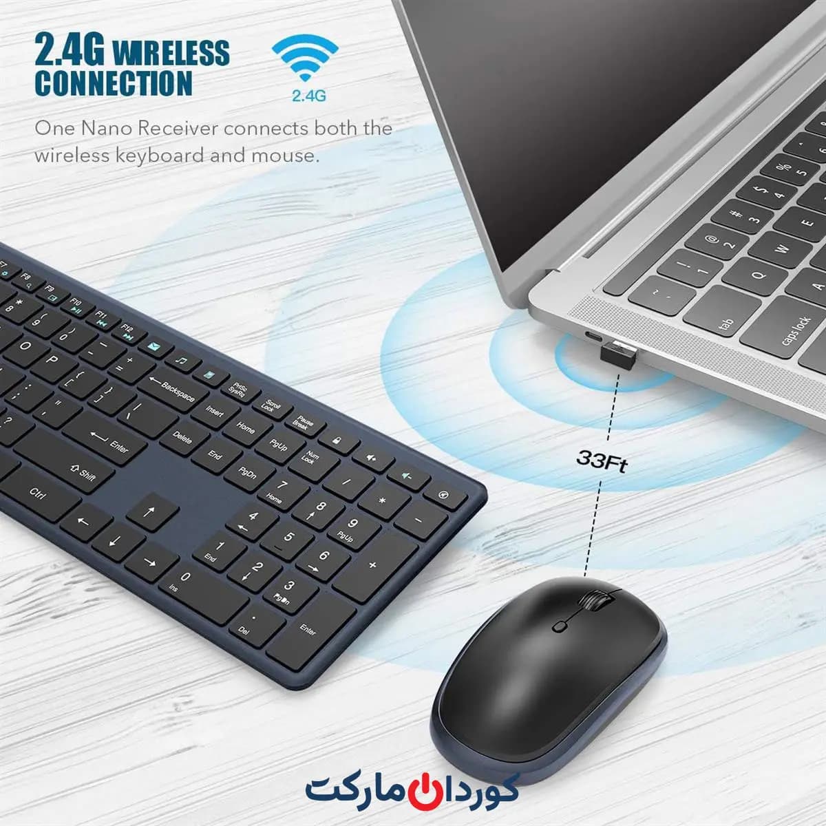ست ماوس و کیبورد بیسیم اسلیم و بیصدا مدل KG9013 (مدل ماوس:G3180E) — تصویر ۹