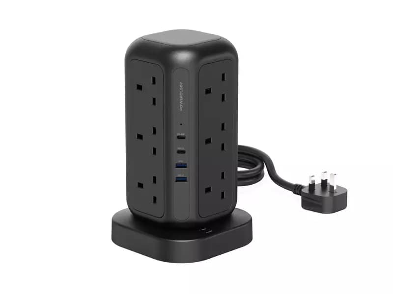 چند راهی برق و شارژر پاورولوژی Powerology 12 Socket Multi-Port Tower Hub PWCUQC013 — تصویر ۴