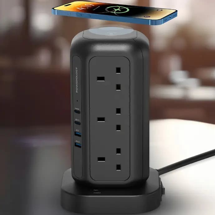 چند راهی برق و شارژر پاورولوژی Powerology 12 Socket Multi-Port Tower Hub PWCUQC013 — تصویر ۸