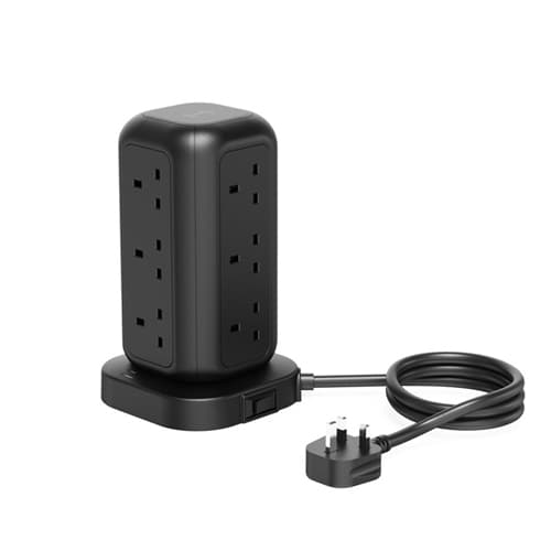 چند راهی برق و شارژر پاورولوژی Powerology 12 Socket Multi-Port Tower Hub PWCUQC013