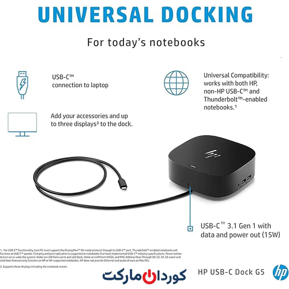 هاب و مبدل استوک HP USB-C Dock G5 — تصویر ۲