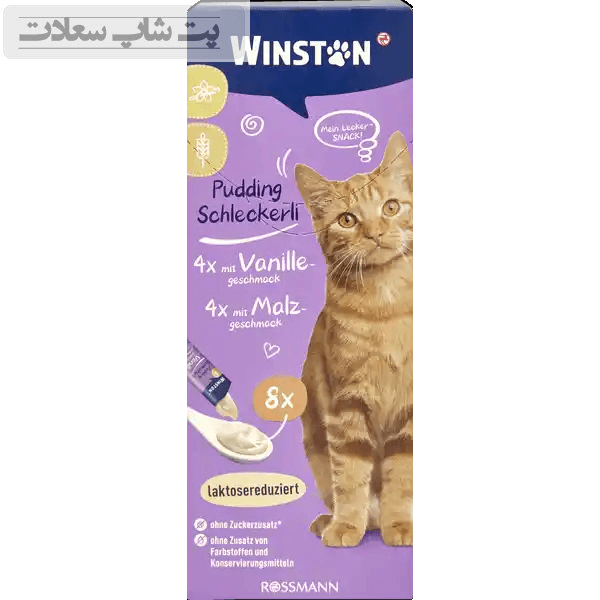 بستنی گربه وینستون با طعم وانیل و مالت Winston Schleckerli Vanill &amp; Malt بسته 8 عددی