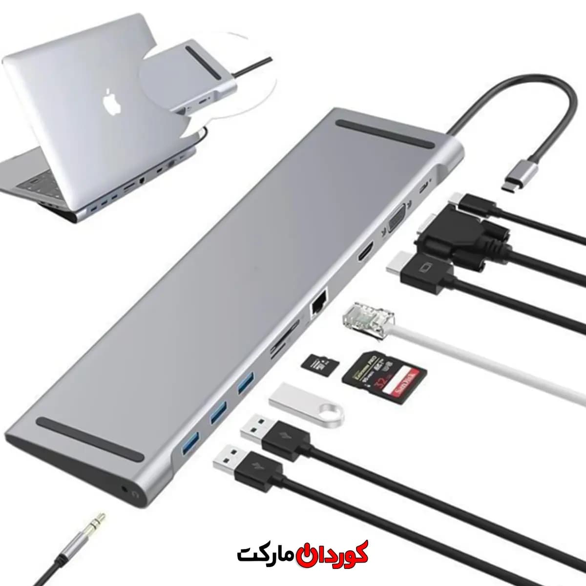 هاب USB-C ده پورت داک استیشن مدل DC007 کد (29966)