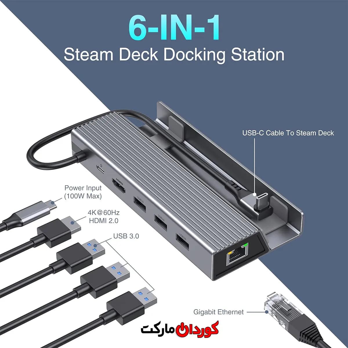 هاب USB C داک استیشن 6 پورت کد (29981)