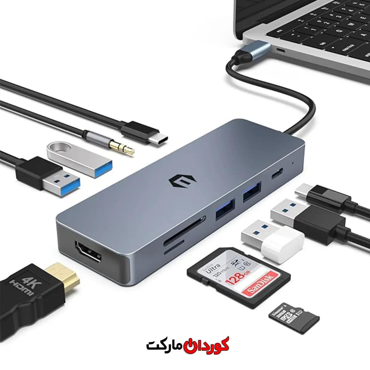 هاب 10 پورت usb c مدل HB025 کد (30015)