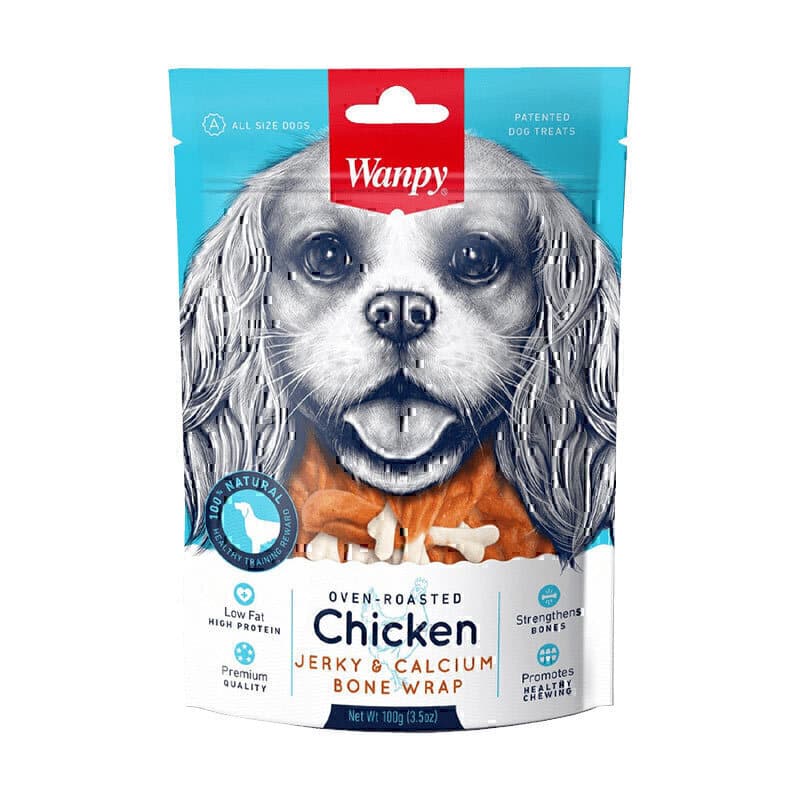 تشویقی سگ ونپی با طعم مرغ و کلسیم Chicken Jerky & Calcium Bone Wrap وزن 100 گرم — تصویر ۴