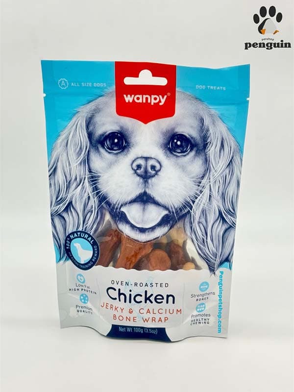 تشویقی سگ ونپی با طعم مرغ و کلسیم Chicken Jerky & Calcium Bone Wrap وزن 100 گرم — تصویر ۲