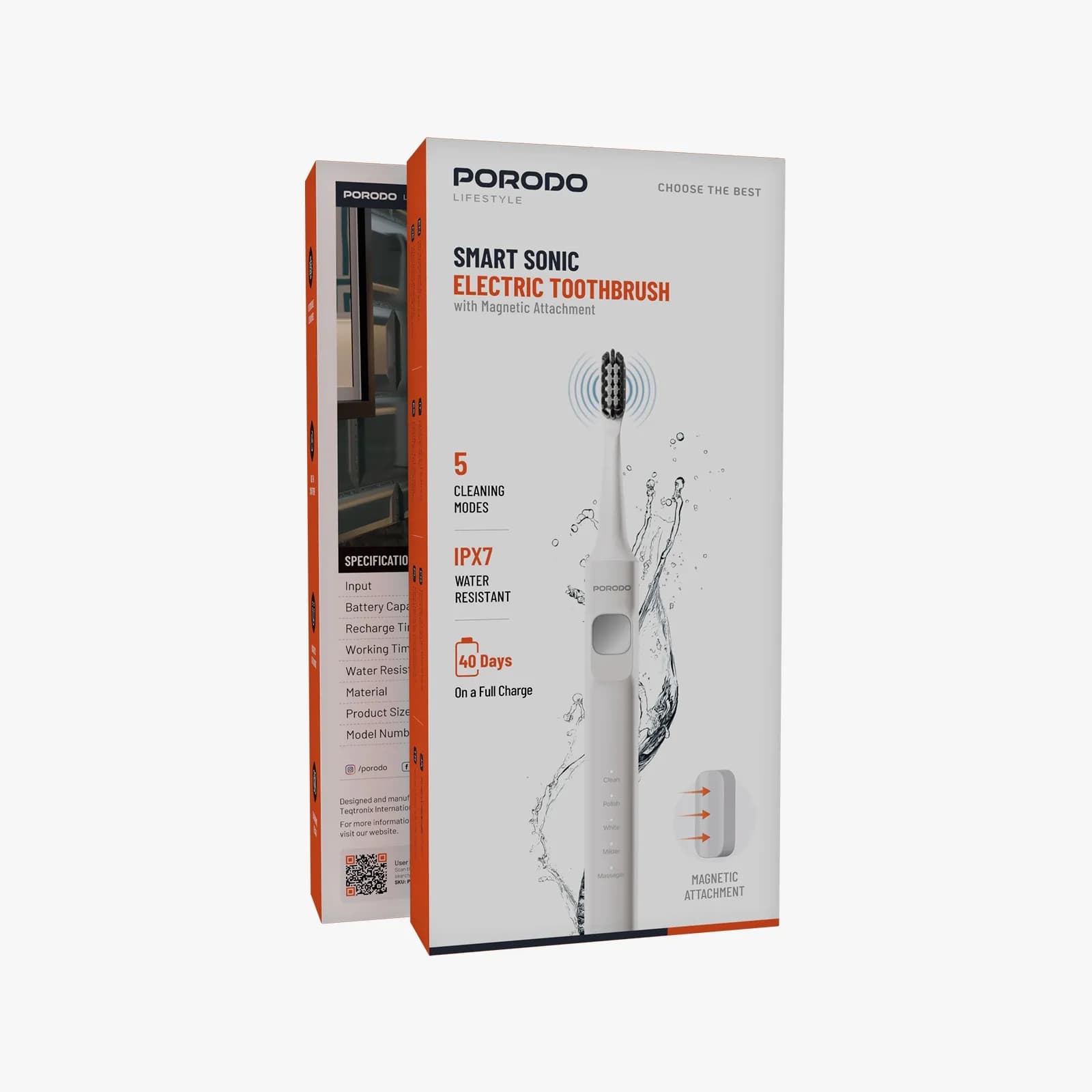 مسواک برقی هوشمند مغناطیسی Porodo Lifestyle مدل Smart Sonic پرودو — تصویر ۳