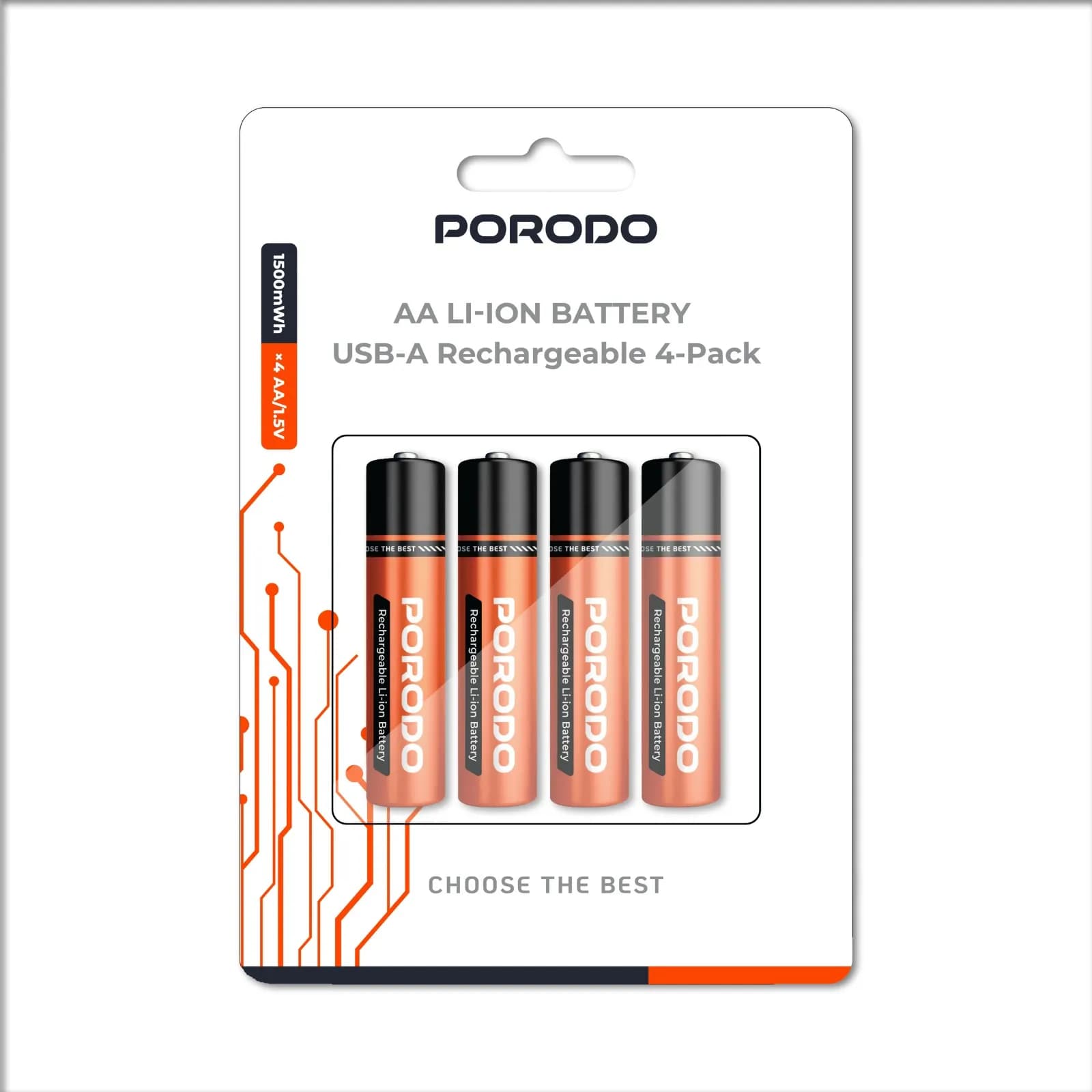 باتری قلمی شارژی ۴ عددی USB-A Rechargeable مدل 1500mWh پرودو — تصویر ۳