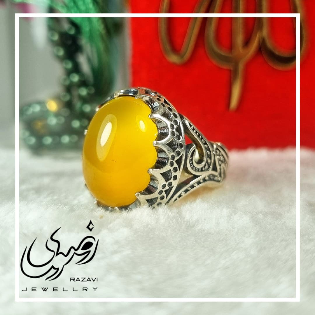 انگشتر نقره شرف الشمس مردانه طرح علی نقطه کد 106