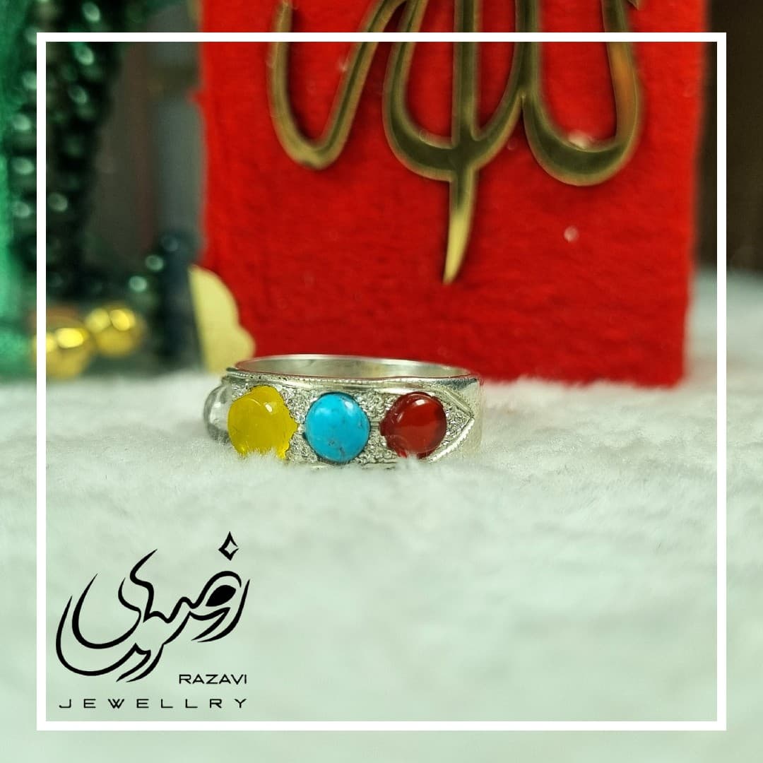 انگشتر نقره دست ساز زنانه چند نگین