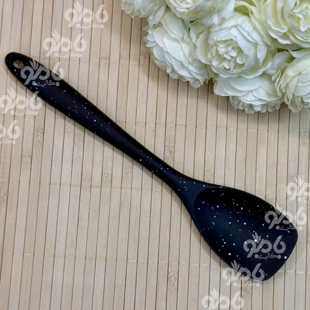 کفگیر کوچک خال خال ساده مشکی Z12 — تصویر ۲