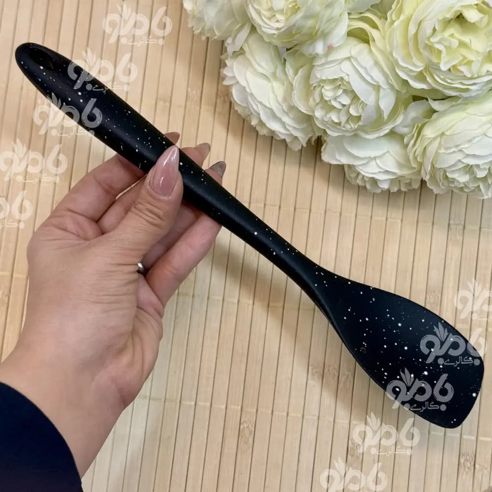 کفگیر کوچک خال خال ساده مشکی Z12 — تصویر ۴