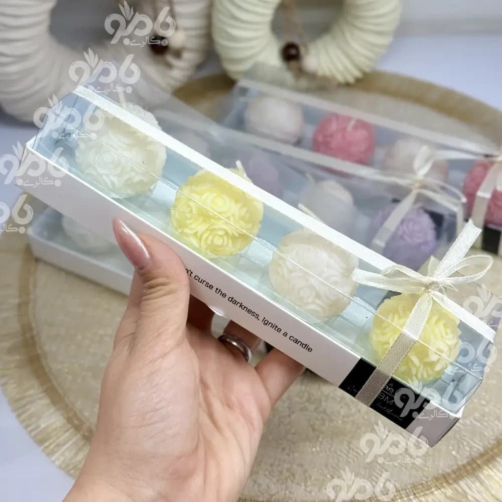 شمع گل رز 4عددی توپی — تصویر ۳