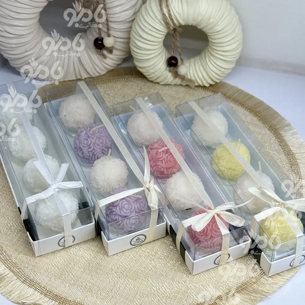 شمع گل رز 4عددی توپی