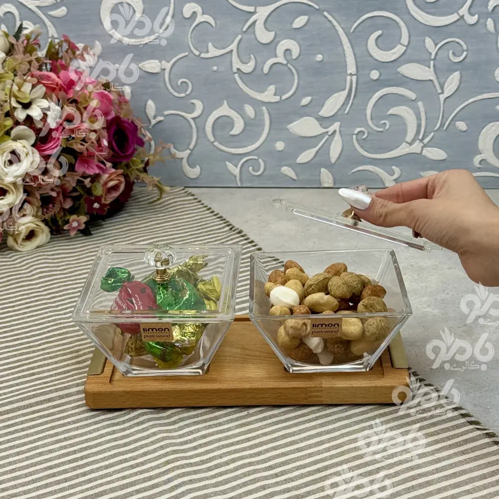 اردو خوری مربع پایه چوب 2خانه لیمون 2241 — تصویر ۳