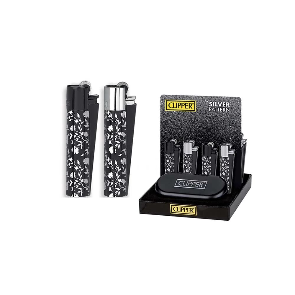 فندک گازی کلیپر مدل Silver Pattern-black — تصویر ۴