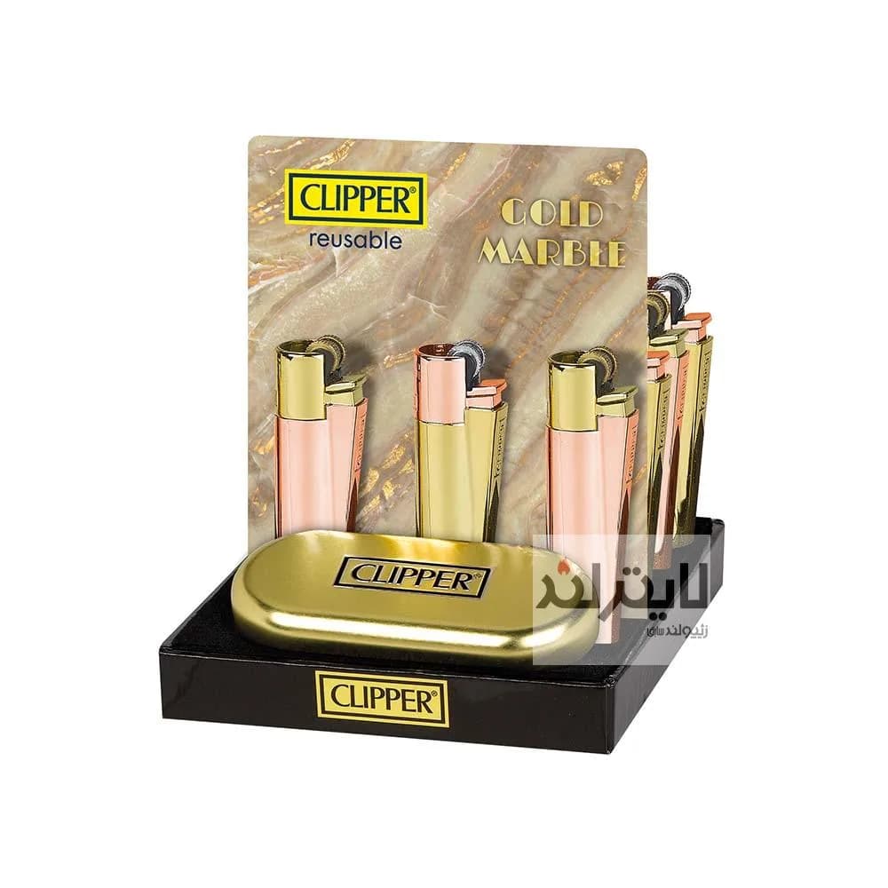 فندک گازی کلیپر مدل Reusable Gold Marble-rosegold gold — تصویر ۳