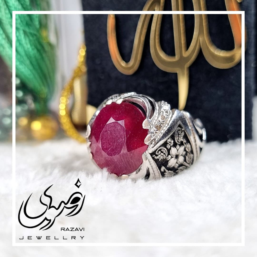 انگشتر نقره دست ساز مردانه یاقوت سرخ