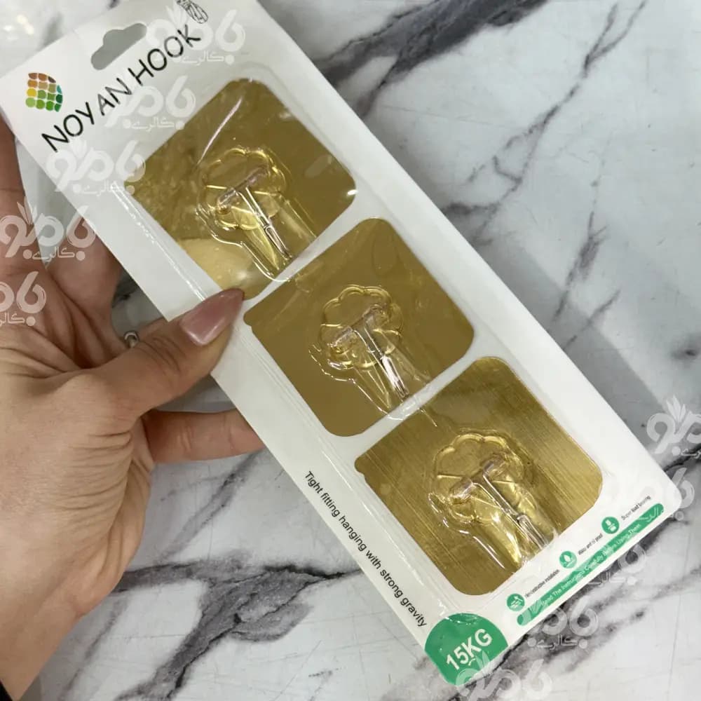 گیره آویزچسبی3عددی استیکری طلایی — تصویر ۲