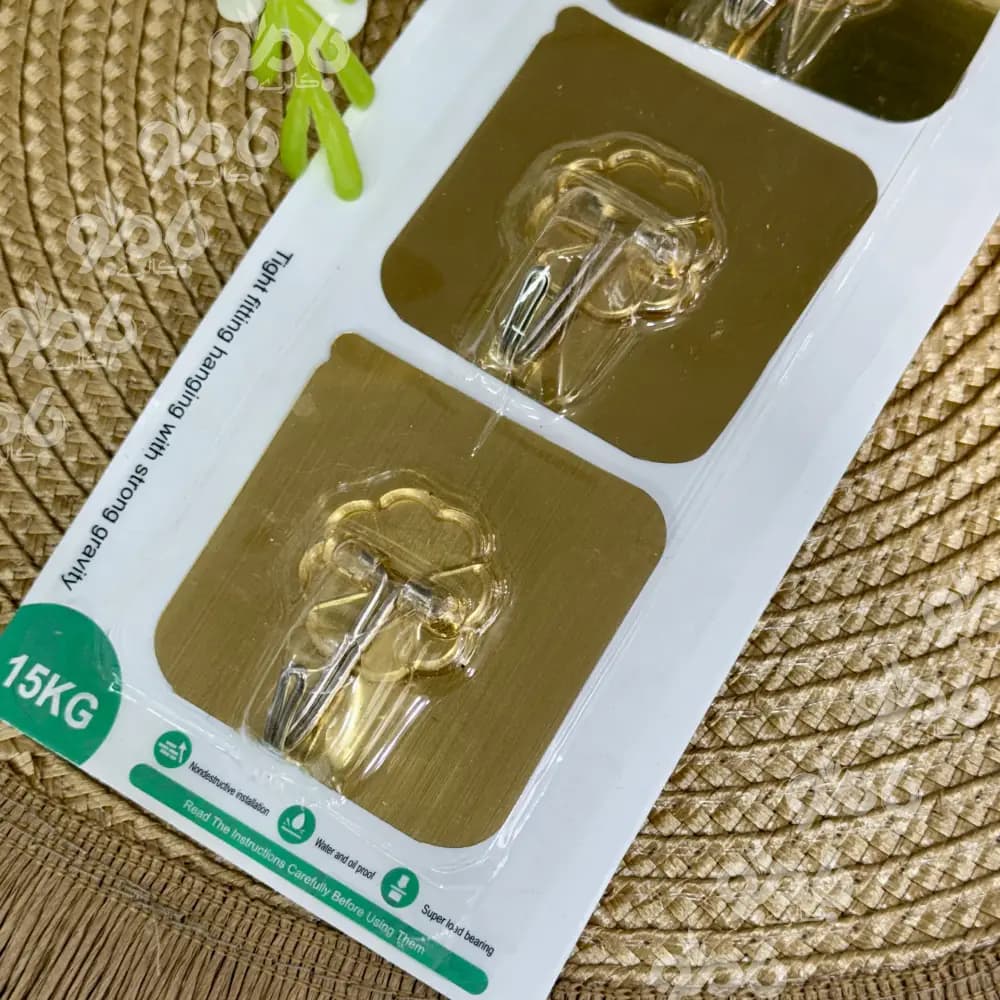 گیره آویزچسبی3عددی استیکری طلایی — تصویر ۳