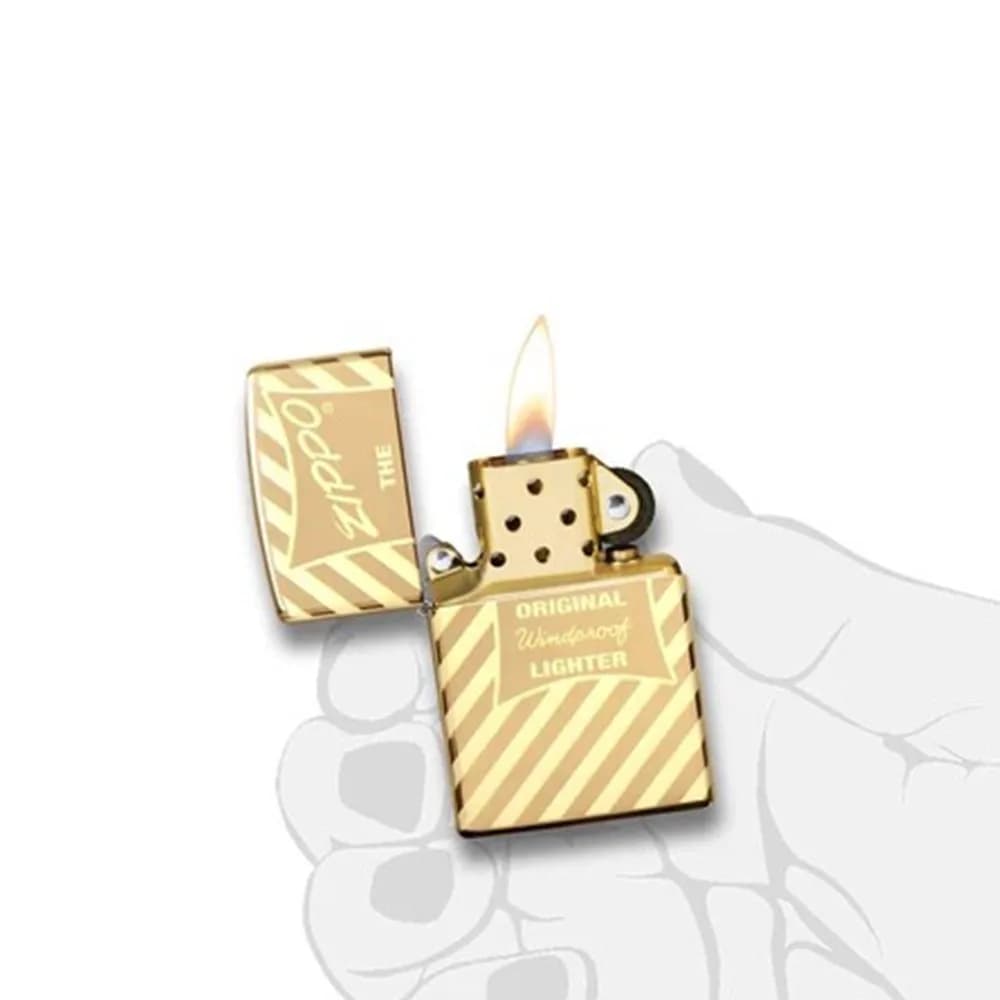 فندک زیپو مدل Vintage Zippo Box Top High Polish Solid Brass کد 49075 — تصویر ۵