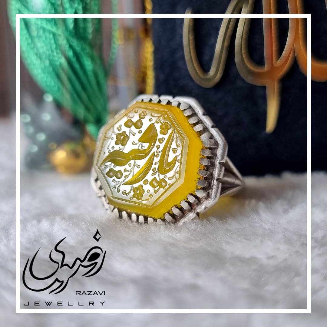 انگشتر مردانه نقره شرف الشمس طرح هشت ضلعی کد 113