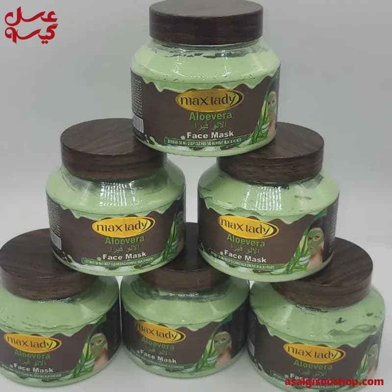 ماسک گچی آلوئه ورا مکس لیدی درب چوبی|Max Lady Aloe Vera Plaster Mask Wooden Lid |کد 2540 — تصویر ۳
