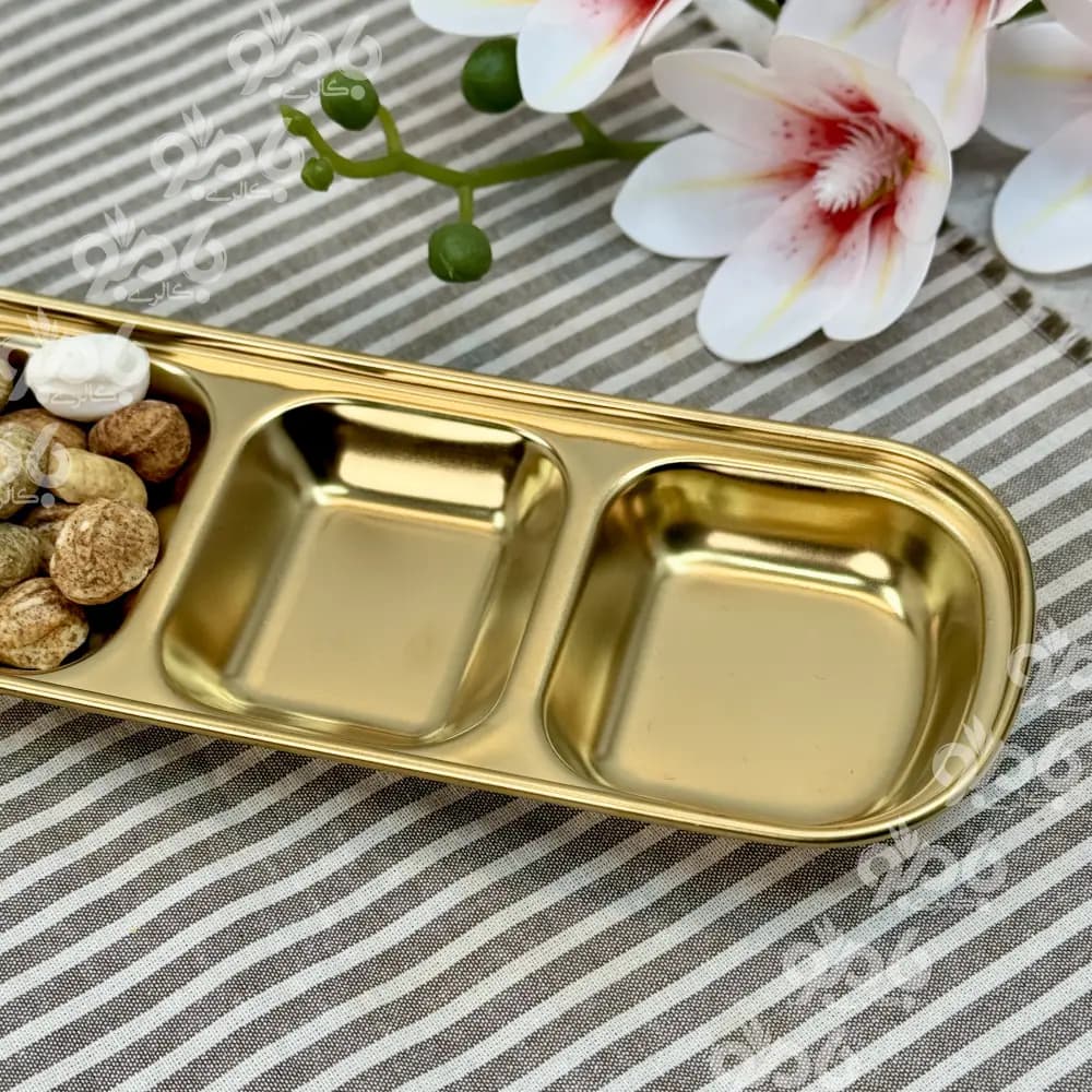 اردوخوری استیل طلایی4خانه مربع بیسیک — تصویر ۳